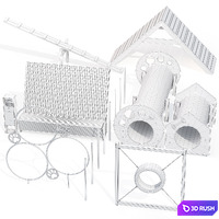 Dog playground equipment set 2 3D Model Vray, Corona