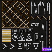 road markings 3D Model Corona