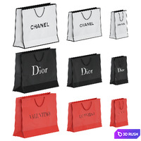 Set of Brand Shopping Bags 2 3D Model Corona