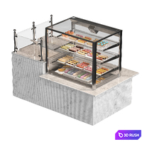 Confectionery showcase with eclairs 3D Model Vray, Corona
