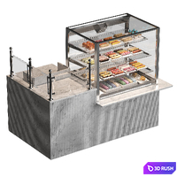 Confectionery showcase with eclairs 3D Model Vray, Corona