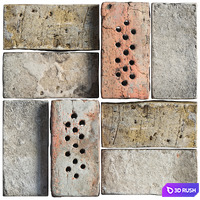 Collection of old bricks 3D Model Vray