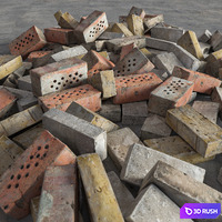 Collection of old bricks 3D Model Vray