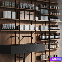 Cosmetic set wooden shelving 3D Model Vray, Corona