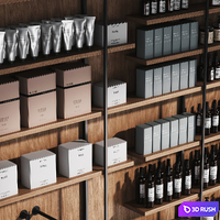 Cosmetic set wooden shelving 3D Model Vray, Corona