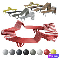 Infinity benches and sun loungers from Punto Group 3D Model Corona