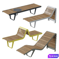 Infinity benches and sun loungers from Punto Group 3D Model Corona