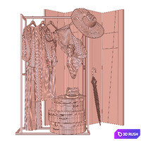 Set of furniture and women's beachwear for the store 3D Model Corona