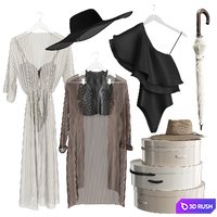 Set of furniture and women's beachwear for the store 3D Model Corona