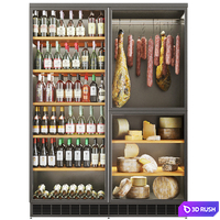Refrigerator with sausages and jamon in the store 3D Model Corona