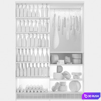 Refrigerator with sausages and jamon in the store 3D Model Corona