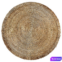 Aftas Hand Woven Jute Braided Rug Round Natural 3D Model Vray