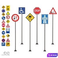 Street sign-set 01 3D Model Vray, Corona