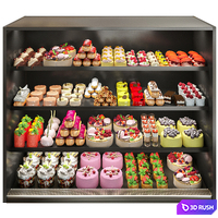 Showcase with desserts, cakes and pastries 3D Model Corona