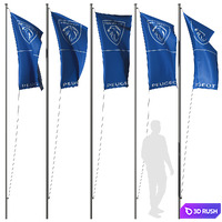 Flagset4 3D Model Vray, Corona