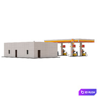 Shell gas station 3D Model Vray, Corona