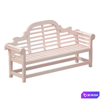 White park bench with backrest 3D Model Vray, Corona