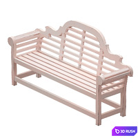 White park bench with backrest 3D Model Vray, Corona