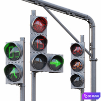AVE Traffic Lights Set (Animated) 3D Model Vray, Corona