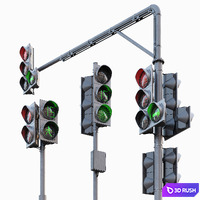 AVE Traffic Lights Set (Animated) 3D Model Vray, Corona