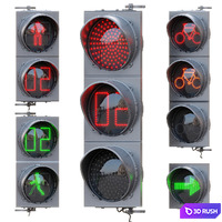 AVE Traffic Lights Set (Animated) 3D Model Vray, Corona