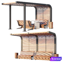 Benches, pergola, urn 3D Model Vray, Corona