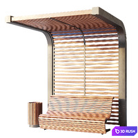 Benches, pergola, urn 3D Model Vray, Corona
