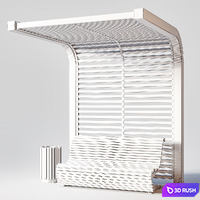 Benches, pergola, urn 3D Model Vray, Corona