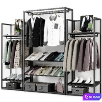 Clothesstore hanger 10 3D Model Vray, Corona
