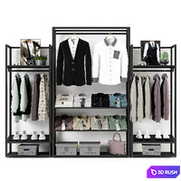 Clothesstore hanger 10 3D Model Vray, Corona