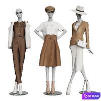 Set of classic women's clothing on mannequins 3D Model Corona