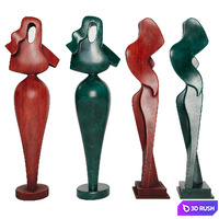 Carved women figures 3D Model Vray, Corona