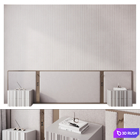 Bedroom headboard with bronze 3D Model