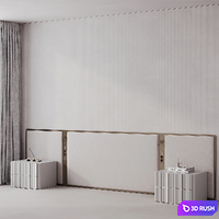 Bedroom headboard with bronze 3D Model Vray, Corona