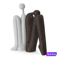 Sitting Stickman Figurine 3D Model Vray