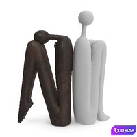 Sitting Stickman Figurine 3D Model Vray