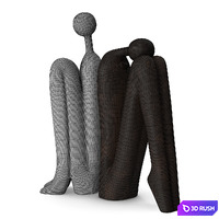 Sitting Stickman Figurine 3D Model Vray