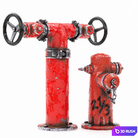 Rusted fire hydrants V2 3D Model Corona