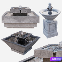 3 Water Fountain Set 3D Model Vray