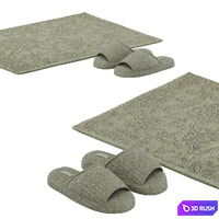 Bath mat and house slippers 3D Model Corona