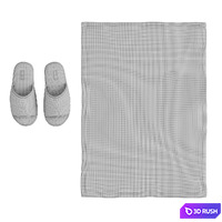 Bath mat and house slippers 3D Model Corona