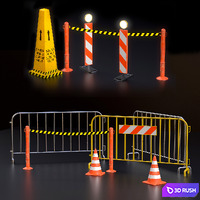 Street Asset Set 01 3D Model Vray, Corona