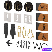 Restroom Directional Door Signs 3 3D Model