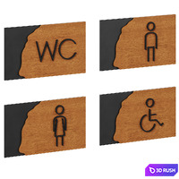 Restroom Directional Door Signs 3 3D Model Vray, Corona
