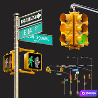 Traffic light set01 3D Model Vray, Corona