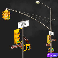 Traffic light set01 3D Model Vray, Corona