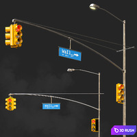 Traffic light set01 3D Model Vray, Corona