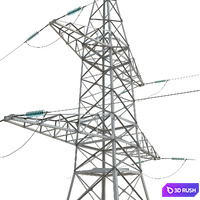 Power line tower 3D Model Vray, Corona