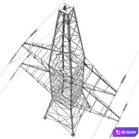 Power line tower 3D Model Vray, Corona