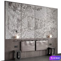 Wooden bedroom headboard 3D Model Vray, Corona
